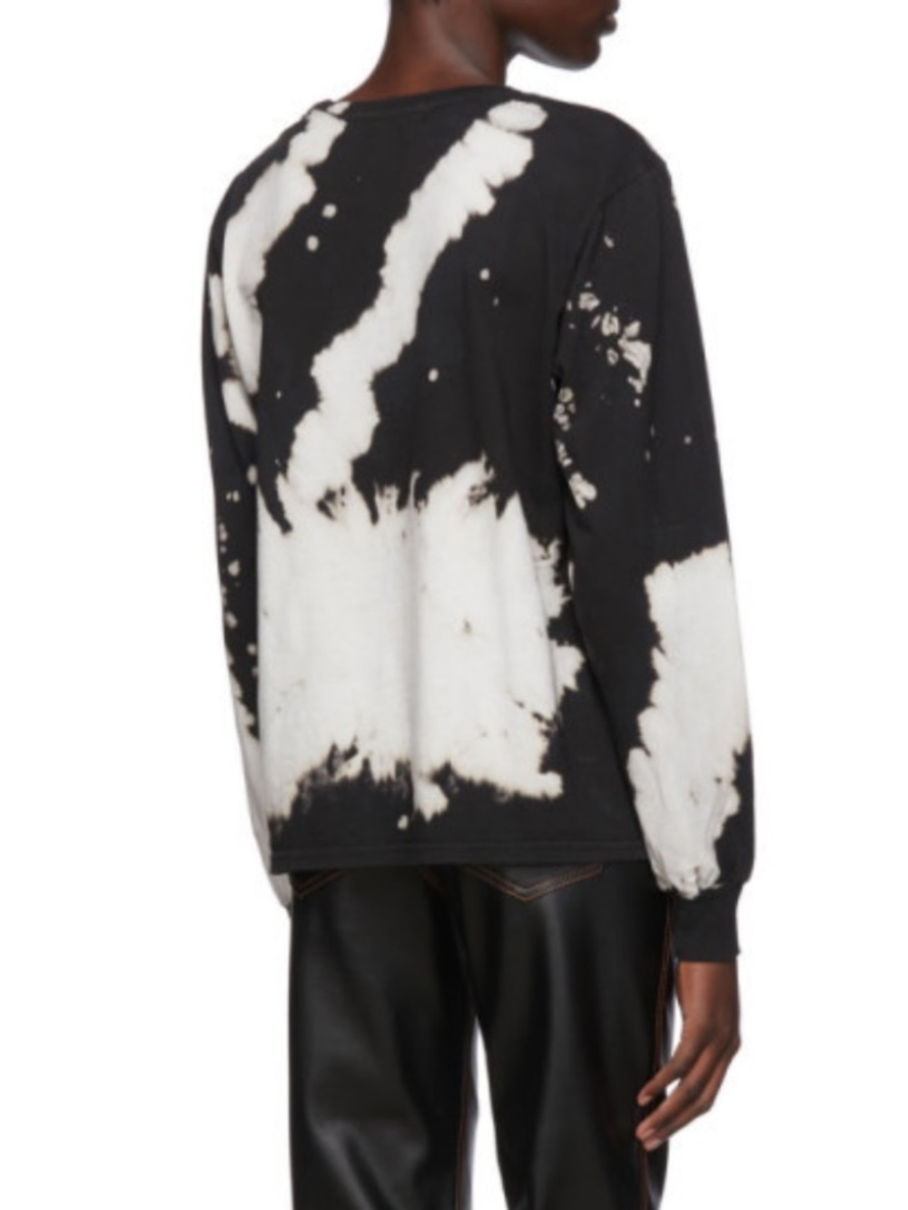 Proenza Schouler Black and White PSWL Bleach Splatter Long-Sleeve T-Shirt - Picture 2 of 8
